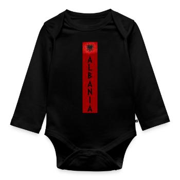 Albania - Organic Longsleeve Baby Bodysuit - black - Front