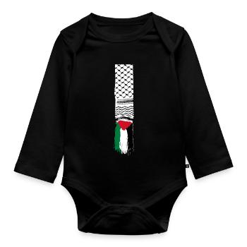 Palestinian scarf - Organic Longsleeve Baby Bodysuit - black - Front