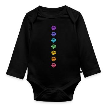 Lotus Chakra Yoga Meditation Festival Rainbow - Organic Longsleeve Baby Bodysuit - black - Front