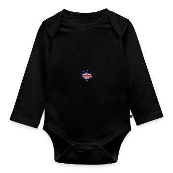 islande drapeau drapeau - Body Bébé bio manches longues - noir - Devant