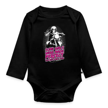 Girls were made Perfect - auf schwarz RAHMENLOS B - Baby Bio-Langarm-Body - Schwarz - Vorne