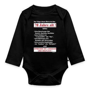 BD - Träger dieses Shirts ist 70 Jahre alt - - Baby Bio-Langarm-Body - Schwarz - Vorne