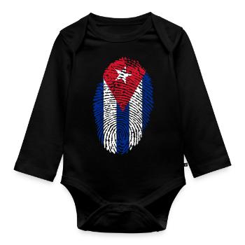 drapeau Cuba - Body Bébé bio manches longues - noir - Devant