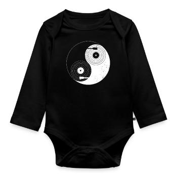 Yin Yang Vinyl Music - Baby Bio-Langarm-Body - Schwarz - Vorne