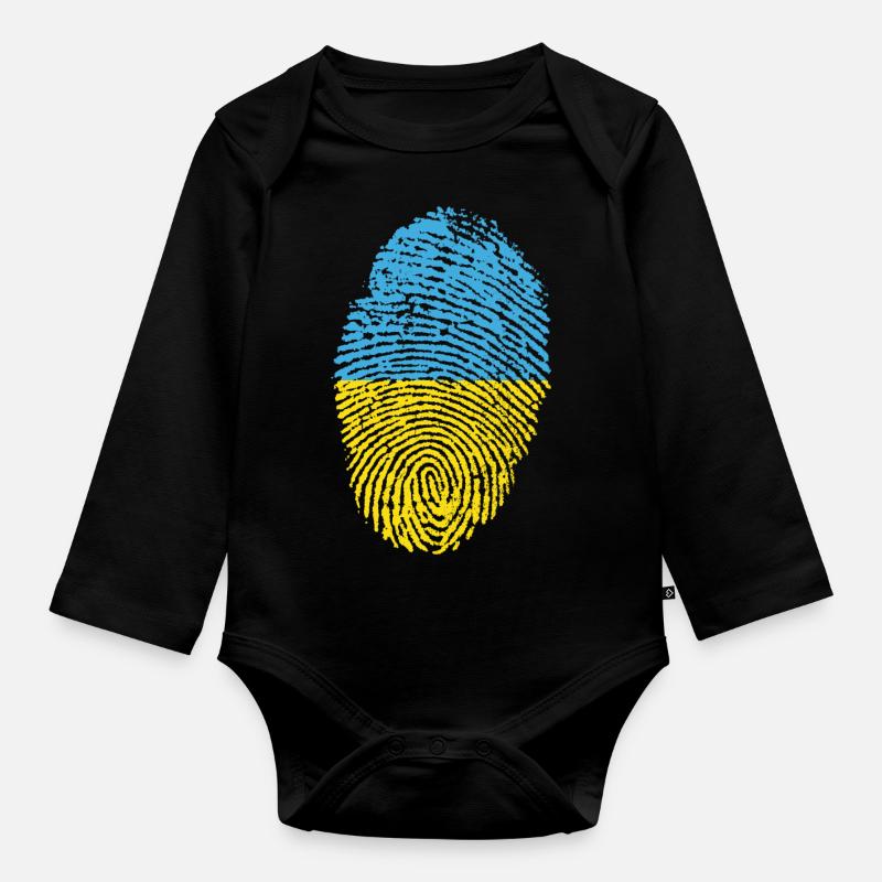 Empreintes digitales - Ukraine - Body Bébé bio manches longues - noir