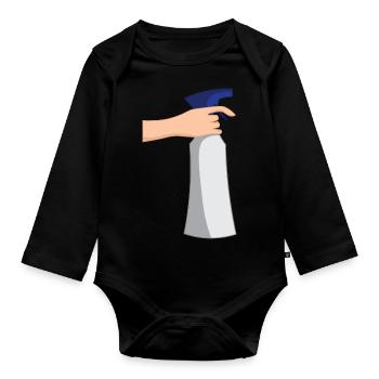cleaning cleaning woman broom wischmop74 - Organic Longsleeve Baby Bodysuit - black - Front