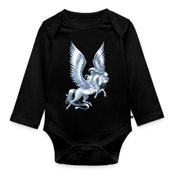 Pegasus Schwimmdock - Baby Bio-Langarm-Body - Schwarz - Vorne