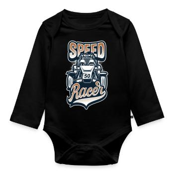 Autorennen - Rennwagen - Sportwagen - Baby Bio-Langarm-Body - Schwarz - Vorne