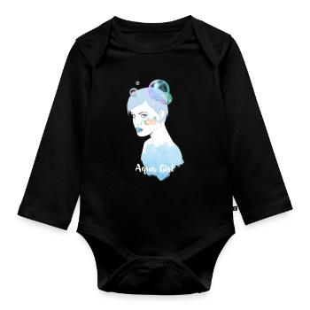 Aqua Girl blau blue water seifenblasen - Baby Bio-Langarm-Body - Schwarz - Vorne