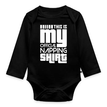 C'est ma chemise officielle de sieste - Body Bébé bio manches longues - noir - Devant