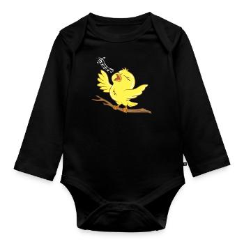 Birds Bird Lover Singing Bird Gift Idea Birthday - Organic Longsleeve Baby Bodysuit - black - Front