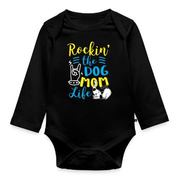 Dog Lover Rockin Le Chien Maman Vie Cadeau d’Anniversaire - Body Bébé bio manches longues - noir - Devant