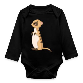 Mongoose Meerkat - Organic Longsleeve Baby Bodysuit - black - Front