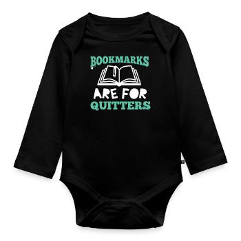Lesen Buch Lover Lesezeichen für Quitters Geschenk - Baby Bio-Langarm-Body - Schwarz - Vorne