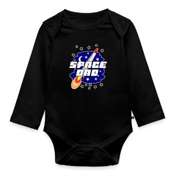 Space dad best dad gift idea - Organic Longsleeve Baby Bodysuit - black - Front