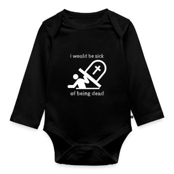 J'adore mon cadeau de la pierre tombale de la mort de la vie - Body Bébé bio manches longues - noir - Devant