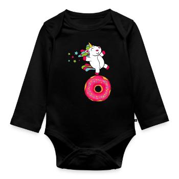 Donuts Confiserie Cookie Törtchen Kuchen Torten - Baby Bio-Langarm-Body - Schwarz - Vorne