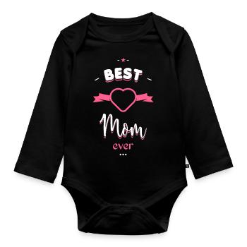 Best Mom ever - Organic Longsleeve Baby Bodysuit - black - Front
