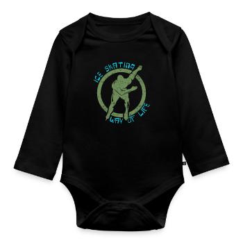 Eislaufen - Baby Bio-Langarm-Body - Schwarz - Vorne