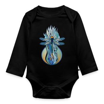 Libelle Jugendstil - Baby Bio-Langarm-Body - Schwarz - Vorne