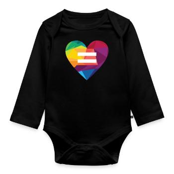 LGBT Rights Rainbow Heart Marriage Equality - Organic Longsleeve Baby Bodysuit - black - Front