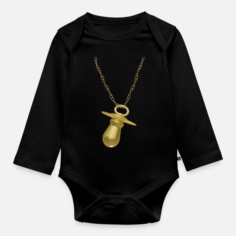 collana d'oro per il piccolo rapper - Body ecologico per neonato a manica lunga - nero