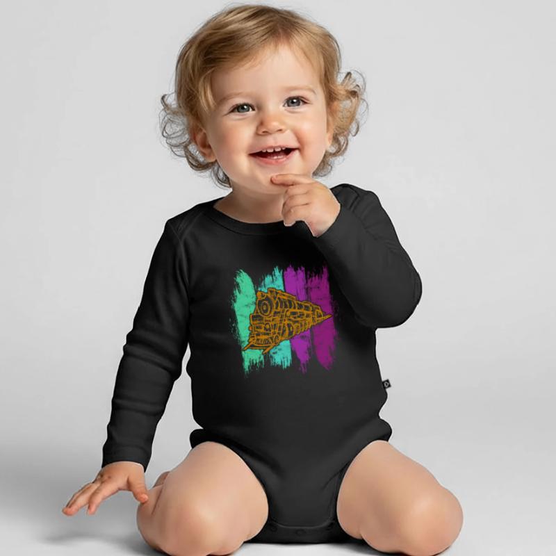 train Organic Longsleeve Baby Bodysuit