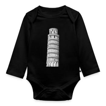 Leaning Tower of Pisa - Organic Longsleeve Baby Bodysuit - black - Front