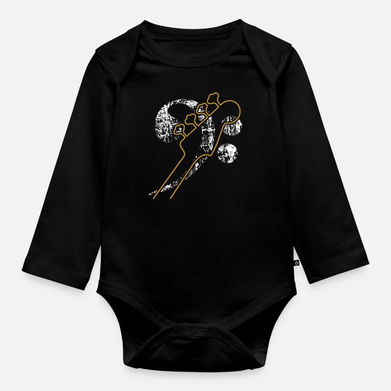 Clé de basse. Bass Clef, Basse-Guitare distressed - Body Bébé bio manches longues - noir