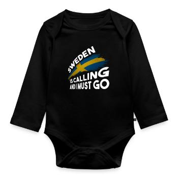 Suède - Body Bébé bio manches longues - noir - Devant