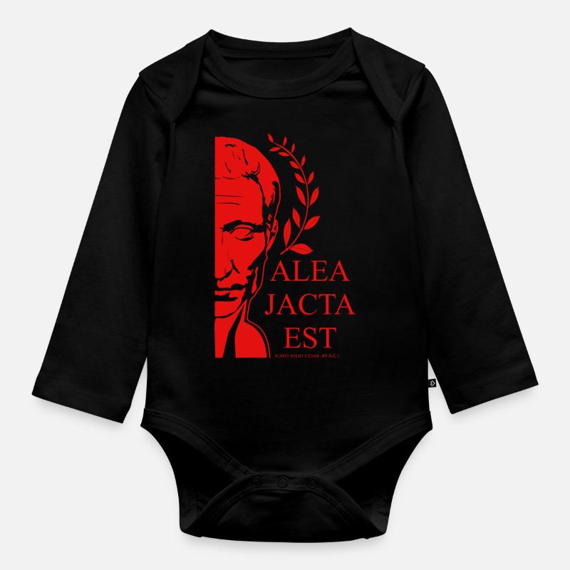 ALEA JACTA EST red - Organic Longsleeve Baby Bodysuit - black