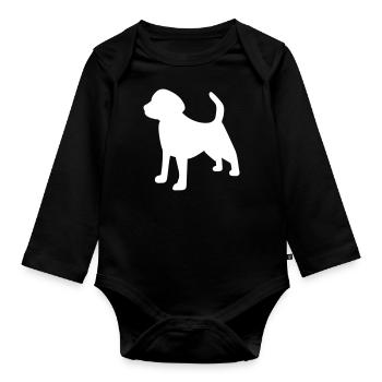 Beagle icon - Organic Longsleeve Baby Bodysuit - black - Front