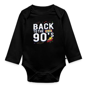 I Love 90s 90s Motto Party Outfit Gift - Body Bébé bio manches longues - noir - Devant