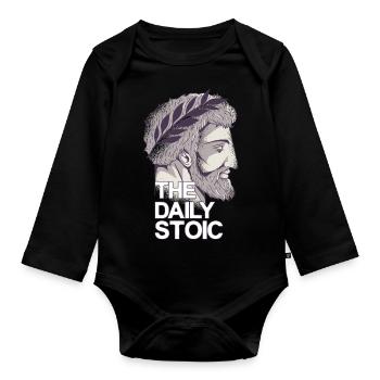 Marcus Aurelius | The daily stoic - Organic Longsleeve Baby Bodysuit - black - Front