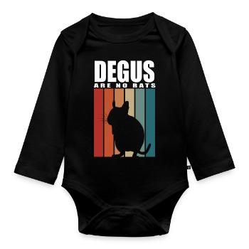 Degus are not rats | Vintage stripes - Organic Longsleeve Baby Bodysuit - black - Front