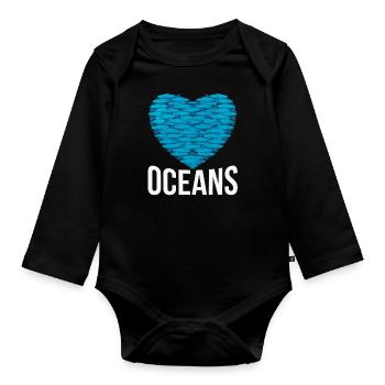 Sauvez le cadeau écologique de la mer, de la terre, de la mer - Body Bébé bio manches longues - noir - Devant