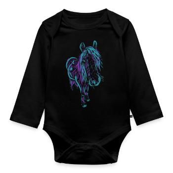 Cheval - Body Bébé bio manches longues - noir - Devant