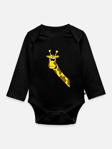 Giraffe - Baby Bio-Langarm-Body - Schwarz