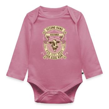 Second Hand Vegetarier - Kuh - Baby Bio-Langarm-Body - Mauve - Vorne