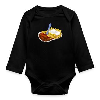fast food - Organic Longsleeve Baby Bodysuit - black - Front