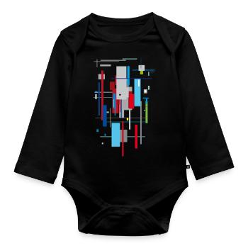 Motif Bauhaus abstrait - Body Bébé bio manches longues - noir - Devant