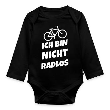 Ich bin nicht radlos - Baby Bio-Langarm-Body - Schwarz - Vorne