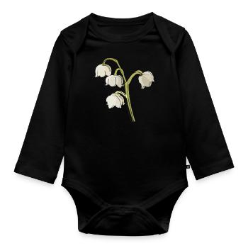 lily of the valley - Organic Longsleeve Baby Bodysuit - black - Front
