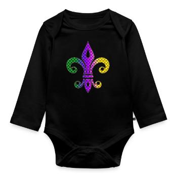 Carnaval de lys Fleur de Lys Mardi Gras - Body Bébé bio manches longues - noir - Devant