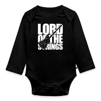 Bass Player gift LORD OF THE STRINGS Bassist - Organic Longsleeve Baby Bodysuit - black - Front