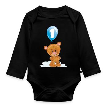 1st birthday first birthday I am 1 finally - Organic Longsleeve Baby Bodysuit - black - Front