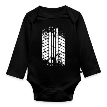 Pneus PS piste - Body Bébé bio manches longues - noir - Devant