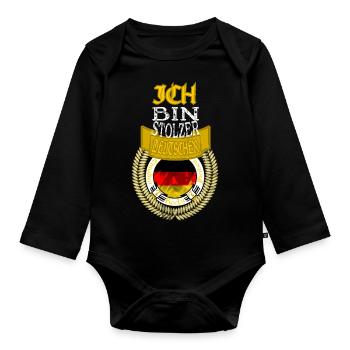 Stolzer deutscher schwarz rot gold Patriotismus - Baby Bio-Langarm-Body - Schwarz - Vorne