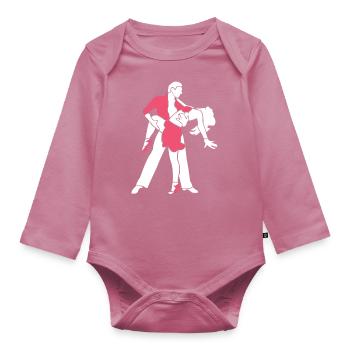 Dancing Silhouette Couple Dancers Romantic Dance - Organic Longsleeve Baby Bodysuit - mauve - Front