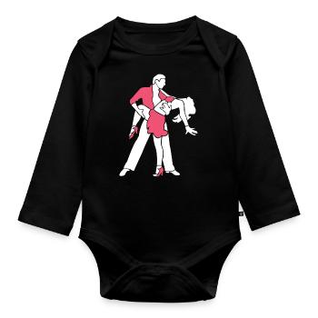 Dancing Silhouette Couple Dancers Romantic Dance - Organic Longsleeve Baby Bodysuit - black - Front